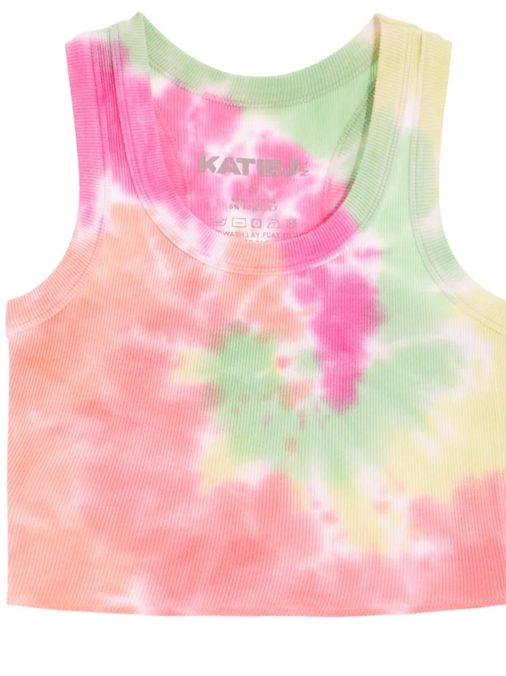 Katie J NYC Crop Livi Ribbed Tank Top - Tie Dye Sorbet Swirl